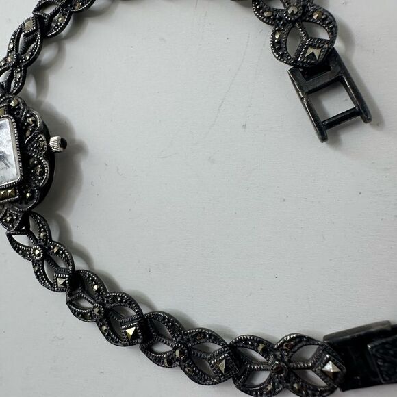 Vintage Art Deco Sterling Marcasite Japan Movement Watch - Picture 5 of 10